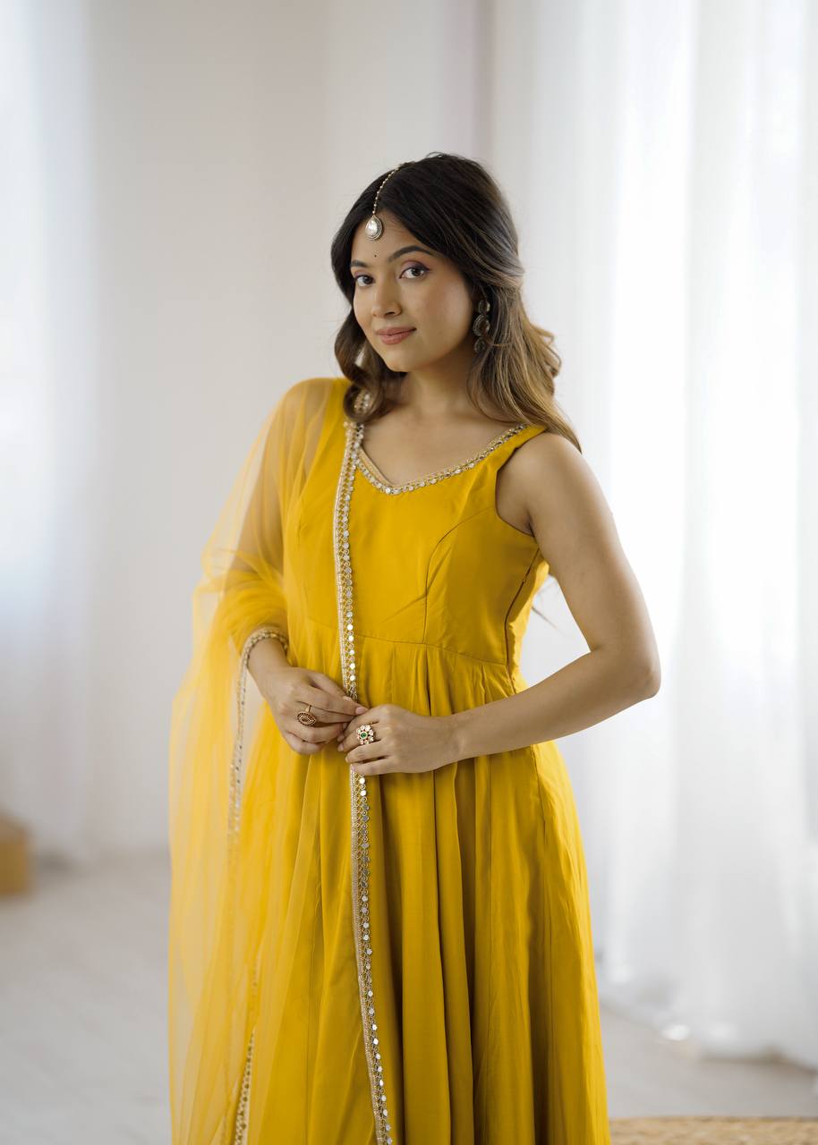 Trendy Yellow Color Fully Flared Anarkali Suit