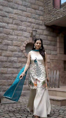 Lovely White French Crepe Embroidery Sharara Suit
