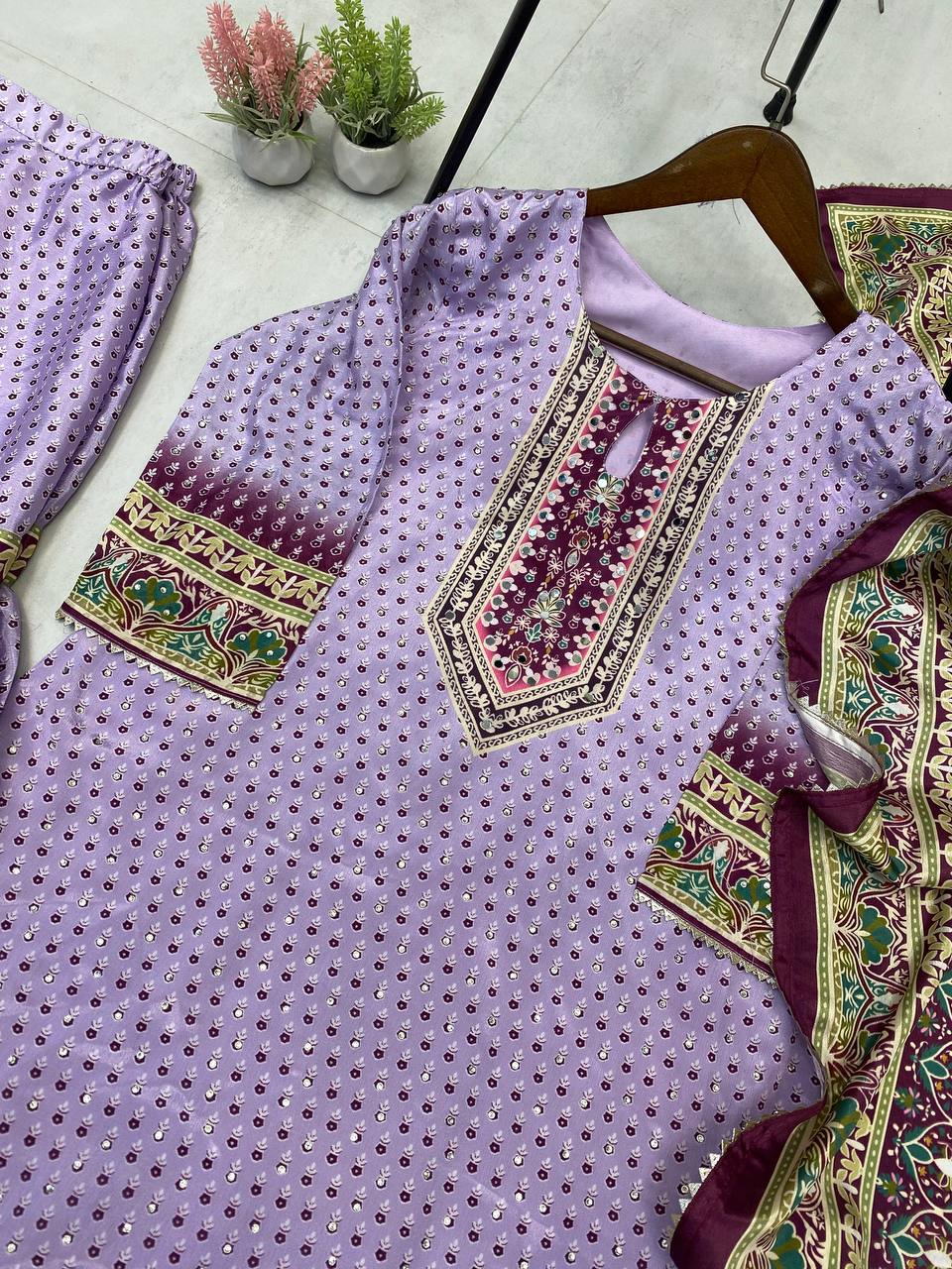 Wonderful Blue Color Diamond Work Sharara Suit