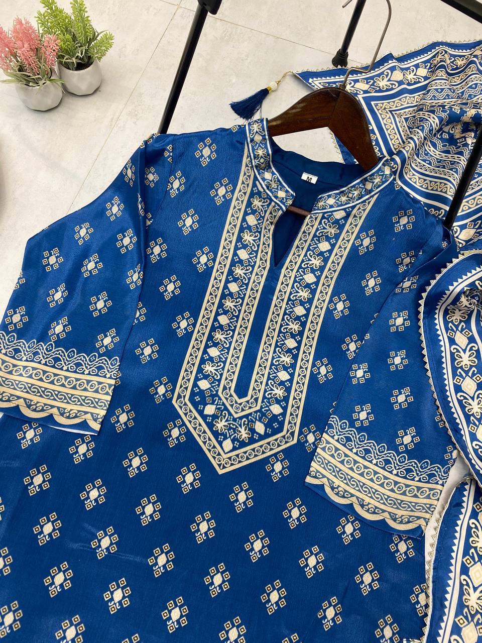Wonderful Blue Color Diamond Work Sharara Suit