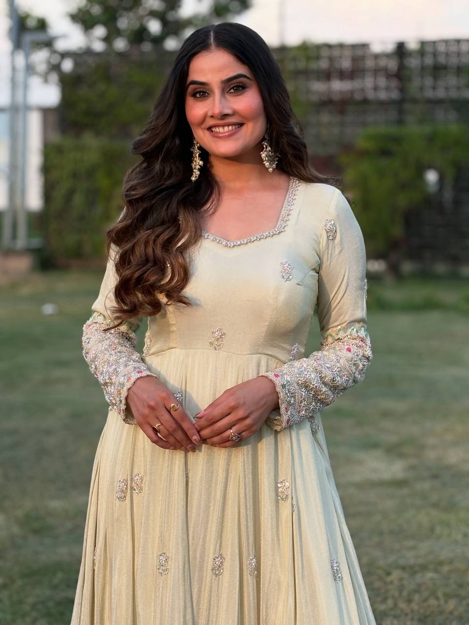 Beautiful White Color Embroidery Work Georgette Gown