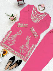 Trendy Pink Color Sequence Work Sharara Suit
