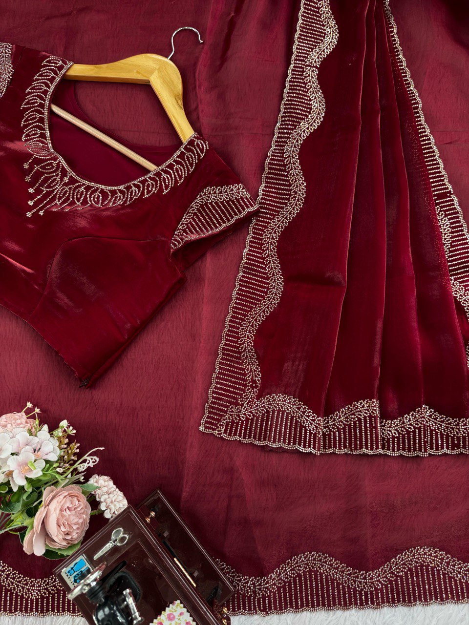 Ravishing Maroon Color Jimmy Chu Saree
