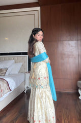 Daisy White Chinon Sequence Work Sharara Suit