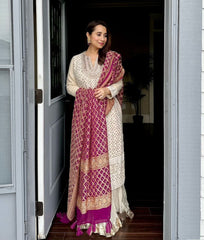 Trendy White Georgette Sequence Work Palazzo Suit