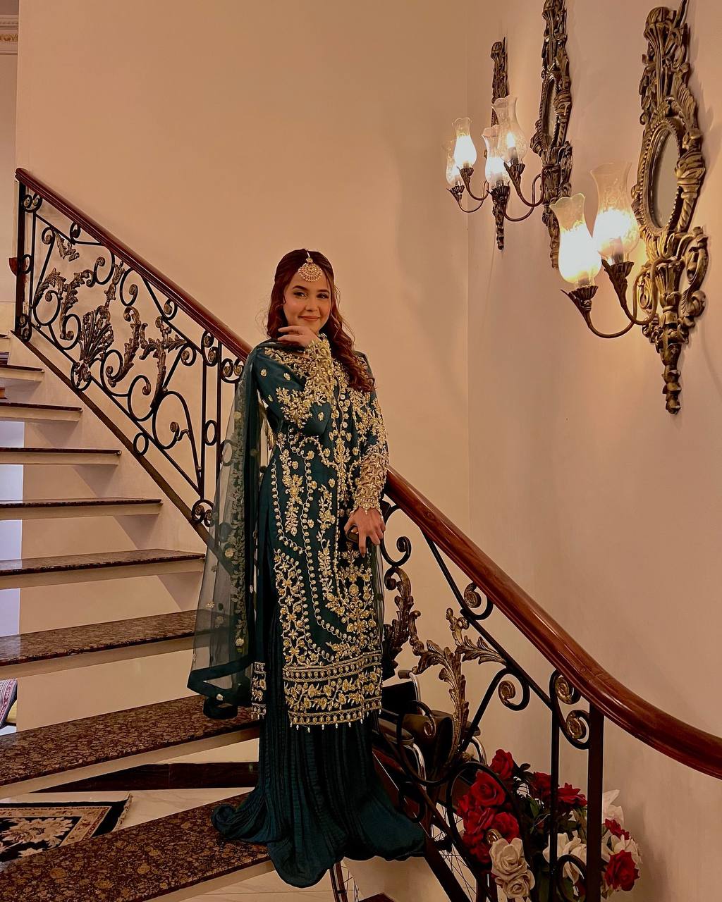 Trendy Green Georgette Sequence Work Palazzo Suit