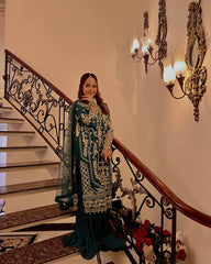Trendy Green Georgette Sequence Work Palazzo Suit