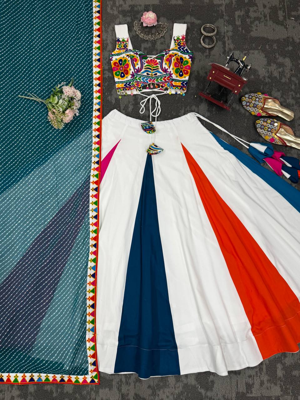 Attractive White Rayon Plain Work Lehenga Choli