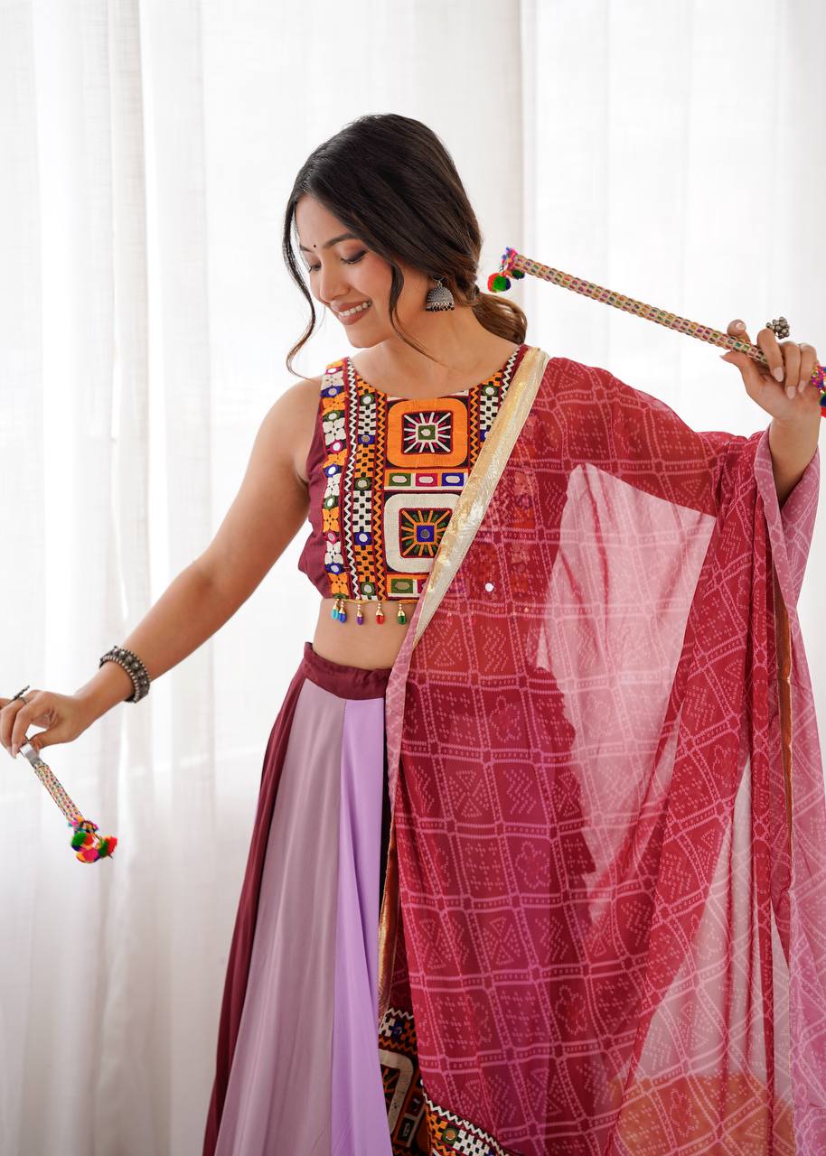 Trendy Pink Rayon With Mirror Work Lehenga Choli