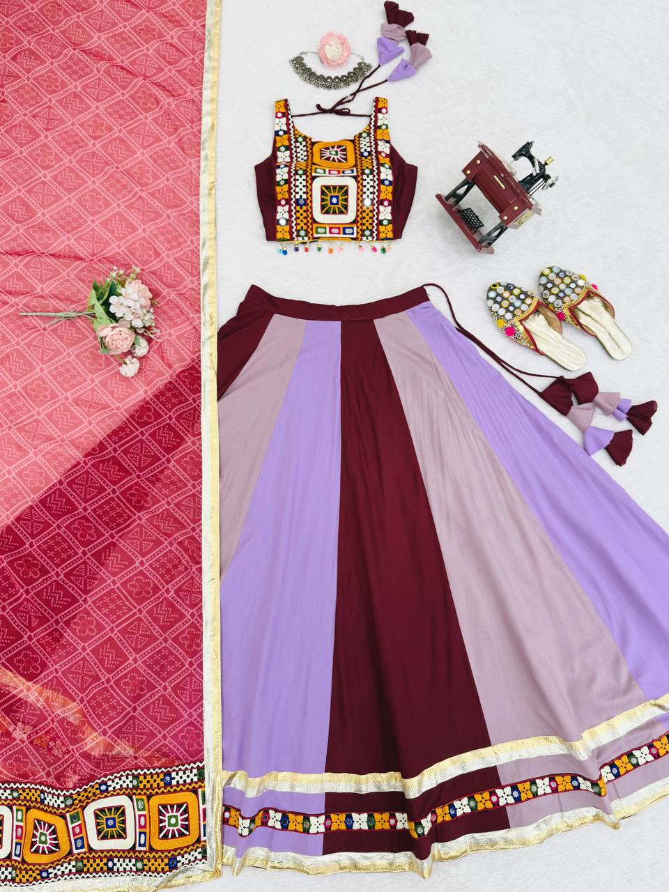 Trendy Pink Rayon With Mirror Work Lehenga Choli