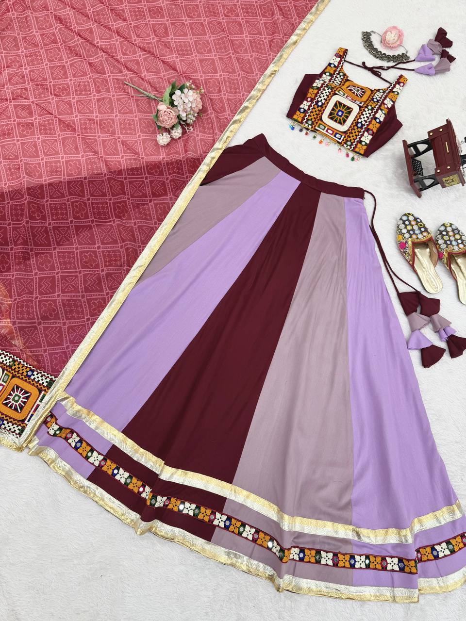 Trendy Pink Rayon With Mirror Work Lehenga Choli