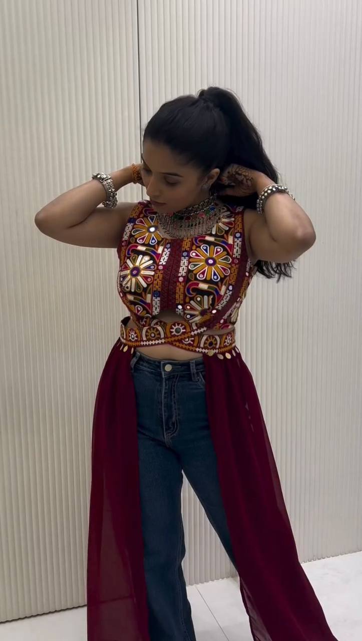 Daisy Maroon Georgette Work Lehenga Choli