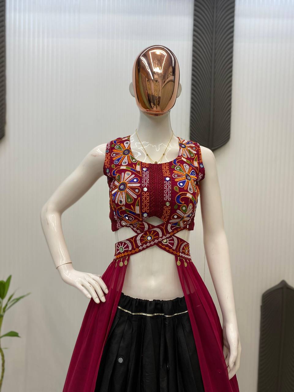 Daisy Maroon Georgette Work Lehenga Choli