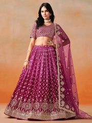 Ravishing Wine Georgette Sequence Work Lehenga