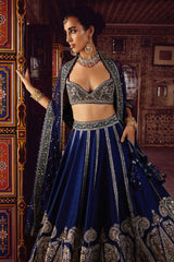 Attractive Blue Slub Silk Dori Work Lehenga Choli