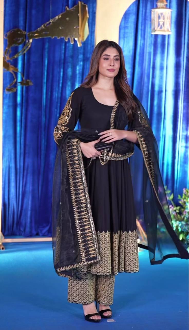 Daisy Black Georgette Embroidery Anarkali Suit