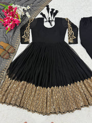 Daisy Black Georgette Embroidery Anarkali Suit