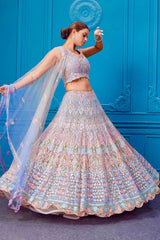 Ravishing White Net Embroidery Work Lehenga Choli