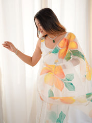 Daisy White Taby Silk Work Saree