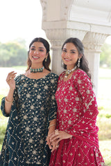 Lovely Pink Georgette Embroidered Sharara Suit