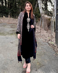 Lovely Black Velvet Sequence Work Palazzo Suit