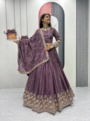 Exclusive Purple Silk Embroidery Work Lehenga Choli