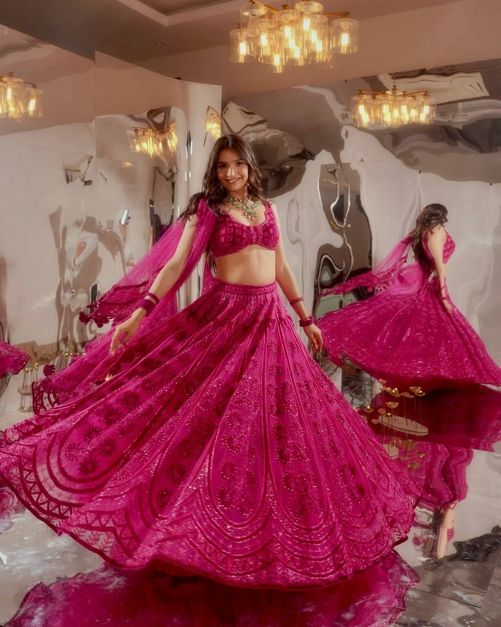 Ravishing Pink Silk with Dori Work Lehenga Choli