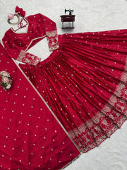 Ravishing Red Satin Thread and Sequence Work Lehenga Choli