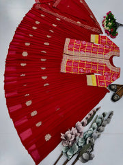 Ravishing Red Chinon Embroidery Work Lehenga Choli