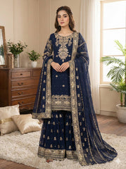 Ravishing Blue Georgette Sequence Work Sharara Suit