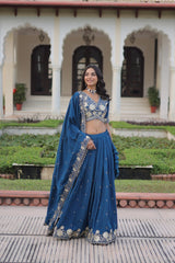 Lovely Blue Vichitra Silk Work Lehenga Choli