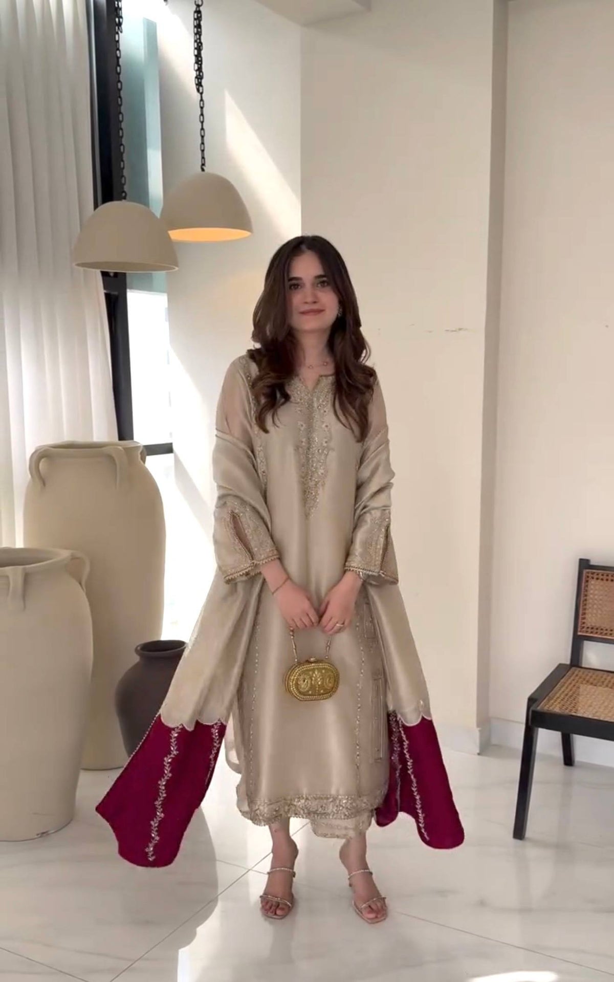 Daisy Gold Jimmy Choo Sequence Work Palazzo Suit