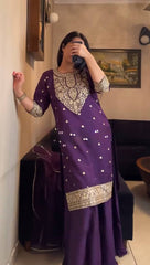 Lovely Purple Georgette with Coding Work Sharara Suit